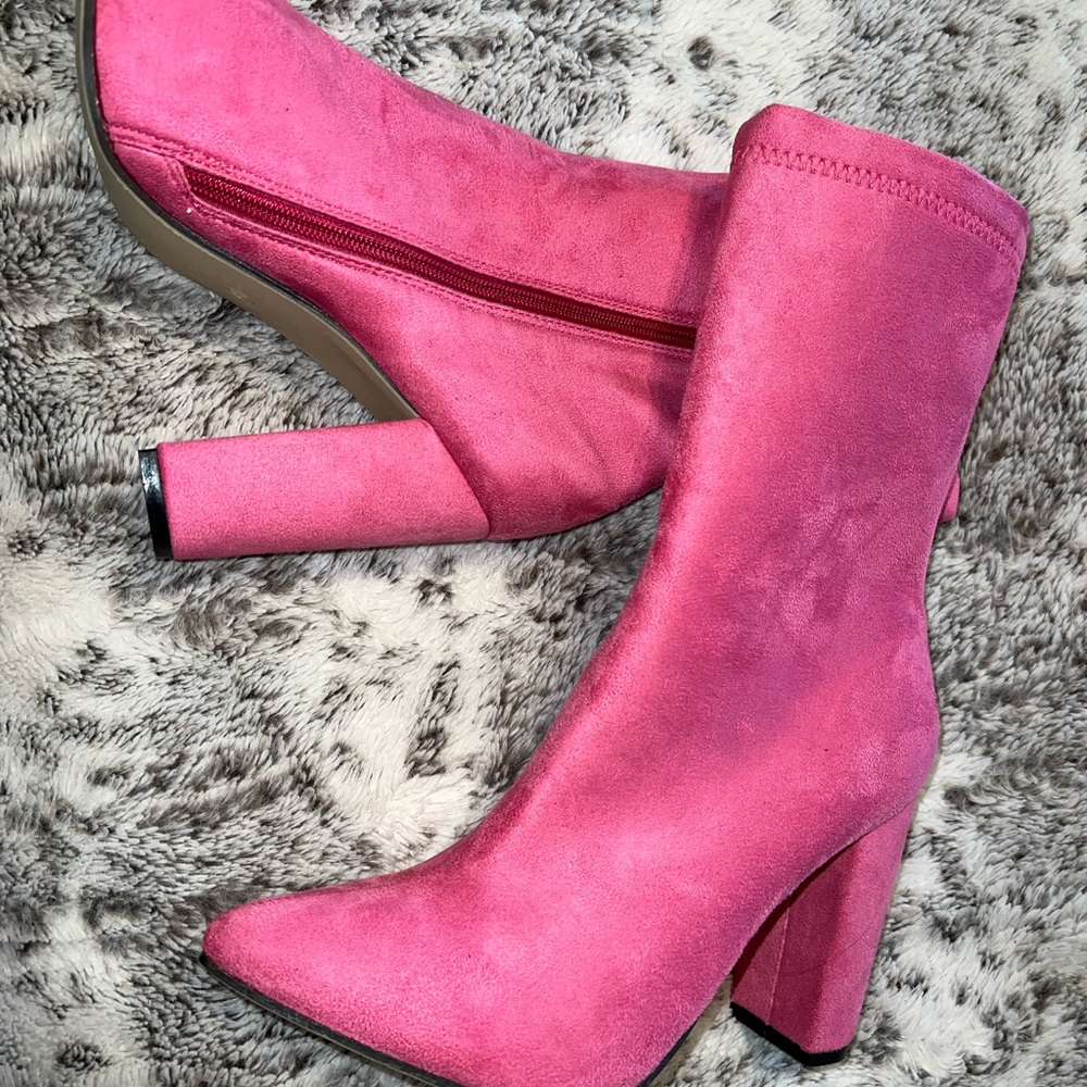 Hot Pink Microfiber boots 41